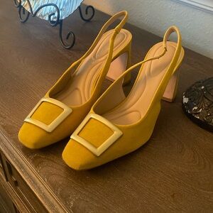 Antonio Melani Elisa Ornament Buckle Detail Suede Slingback Dress Pumps  (NW)